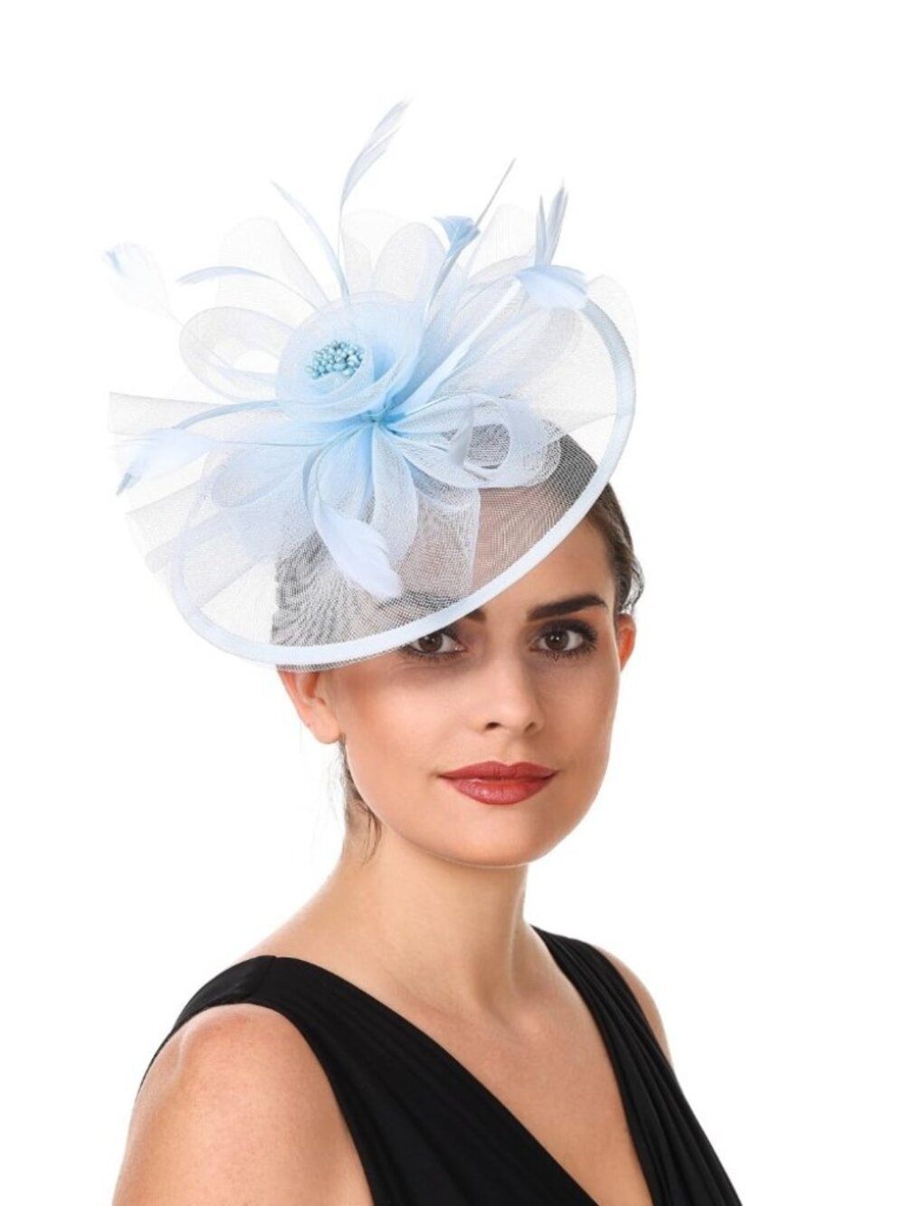 Women’s Feather Fascinator Derby Bridal Hat-Hj6-light Blue